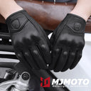 Vintage Black Leather Motorcycle Gloves for Men Biker Racing