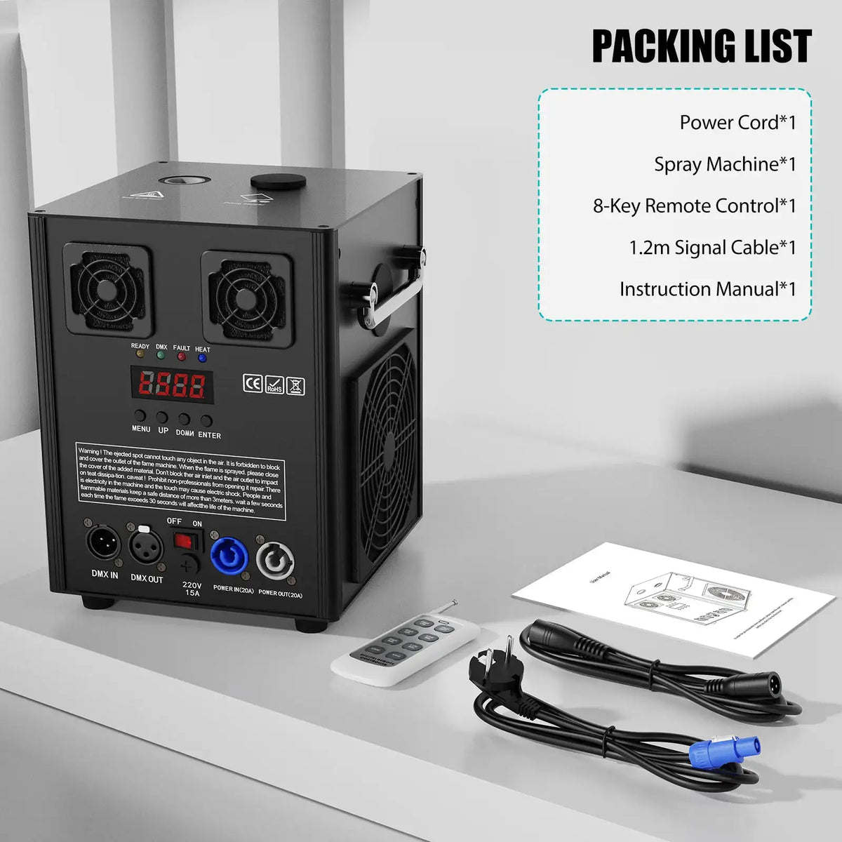 U'King 700W Cold Spark Machine Black DMX Stage Showing Machine Indoor/Outdoor Top Spraying Electronic Flower Spraying Machine