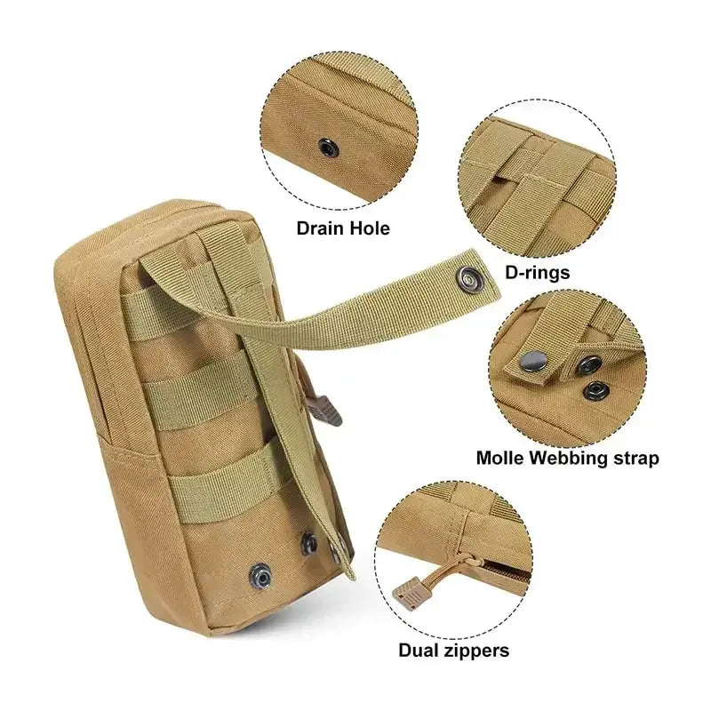 Outdoor Tactical Molle Waist Bag 600D Oxford Khaki