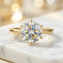 Round Moissanite Ring in Sterling Silver Couple