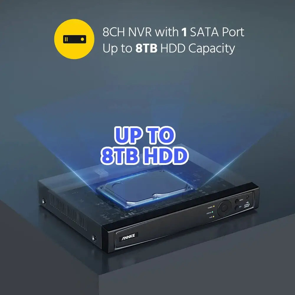 ANNKE 8CH 12MP POE Video Recorder H.265+ NVR Video Surveillance Security For 2MP 4MP 5MP 6MP 8MP/4K 12MP IP POE Camera