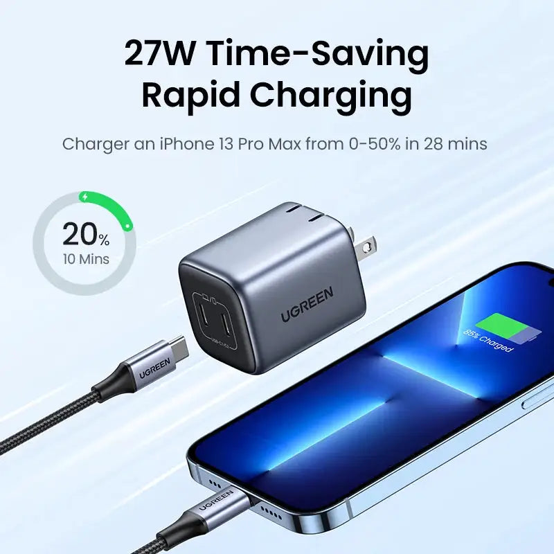 【US Plug】UGREEN GaN 45W 20W USB Charger PD QC 3.0 Fast Charger Quick Charger For iPhone 15 14 Pro Phone Charger for Samsung S24