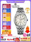 San Martin 36mm Gada Watch Classic Simple Enamel Dial Miyota 90S5 Original Design Dress Men Automatic Mechanical Watches SN0144
