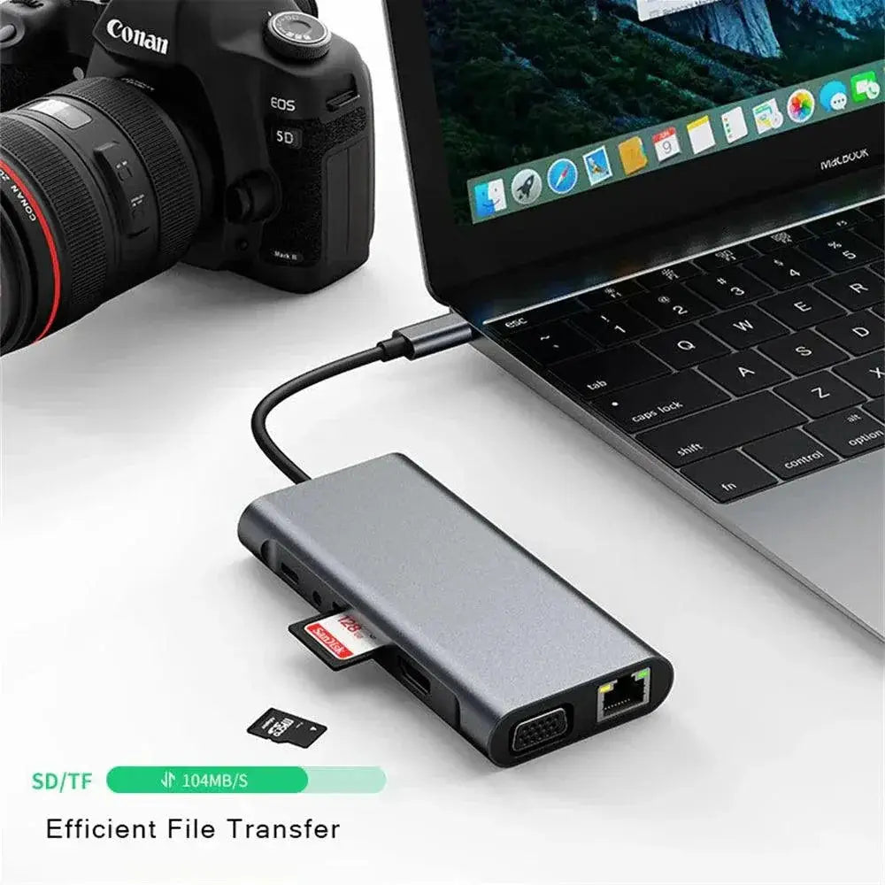 USB C Hub 11 in 1 Type C To 4K HDMI Adapter for Laptop