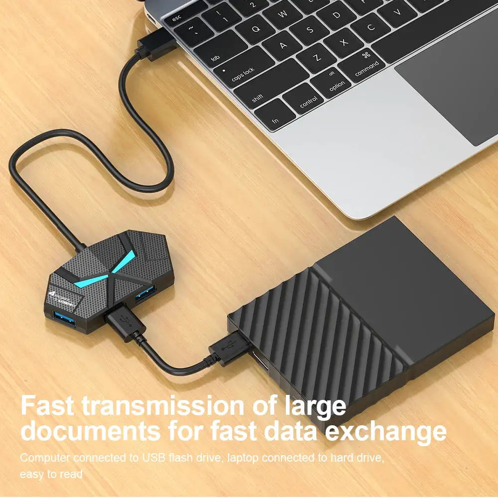 7 Ports USB 3.0 HUB USB Docking Station USB Splitter Adapter 5Gbps High Speed Transmission PD Power Supply For Laptop Computer