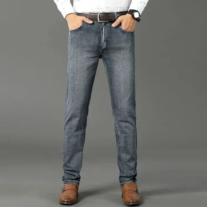 Straight Stretch Jeans for Men Classic Blue Black Comfort