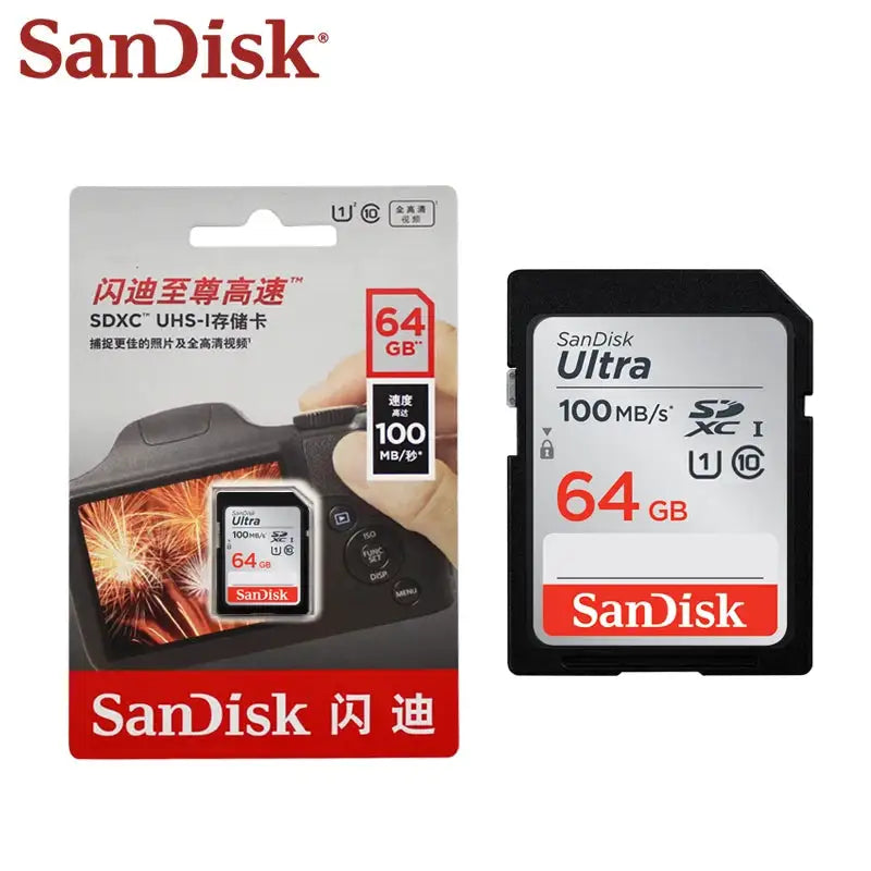 SanDisk Ultra SD Card 32GB 64GB 128GB 256GB SDXC Class 10 U1 Flash SD Memory Card High Speed For SLR Camera Shooting 4K Video