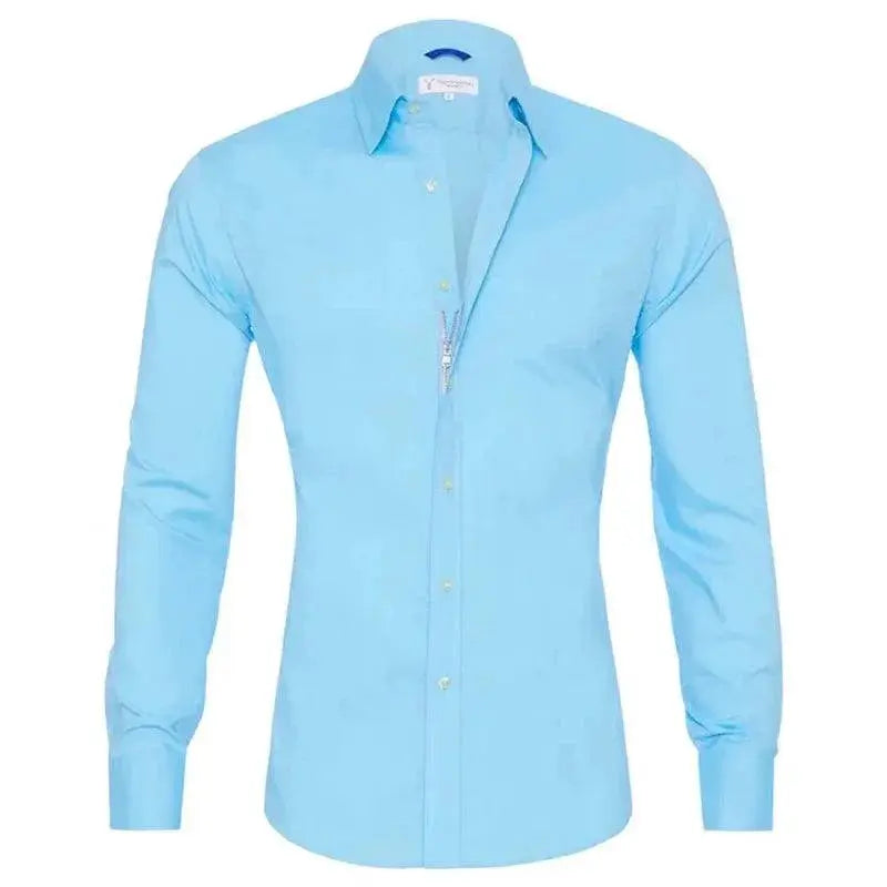 Men's Casual Slim Cotton Zip Long Sleeve Shirt High Quality