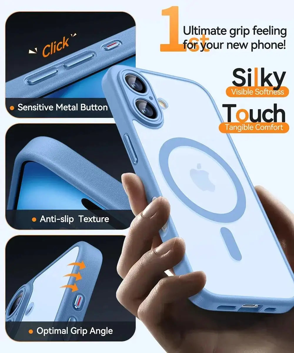 Magnetic Matte Translucent Armor Shockproof Case For iPhone 18 17 16 15 14 13 12 11 Pro Max Plus Magsafe Wireless Charge Cover