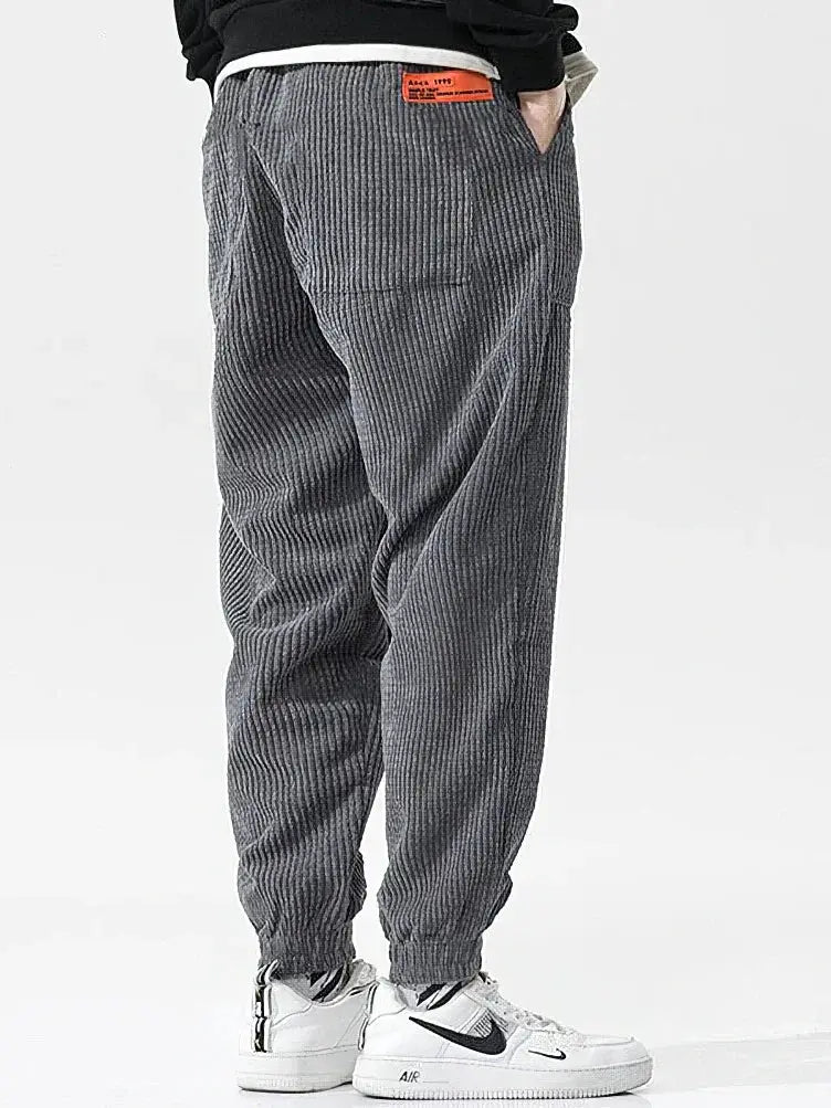 Baggy Corduroy Sweatpants for Men Solid Color Casual Joggers - OurLum.com