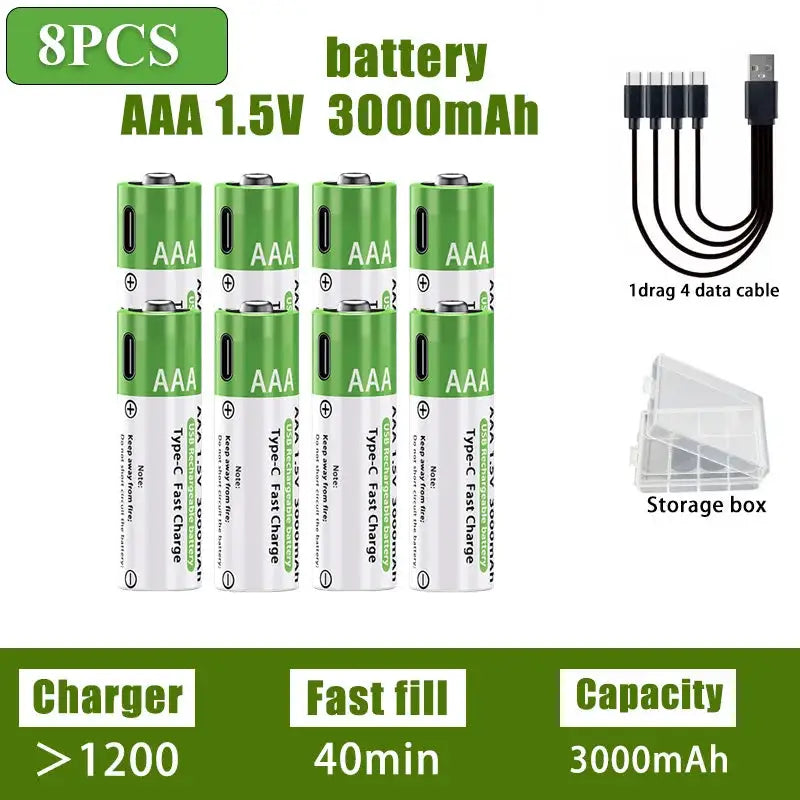AA AAA Rechargeable Batteries - Capacity — product view 8