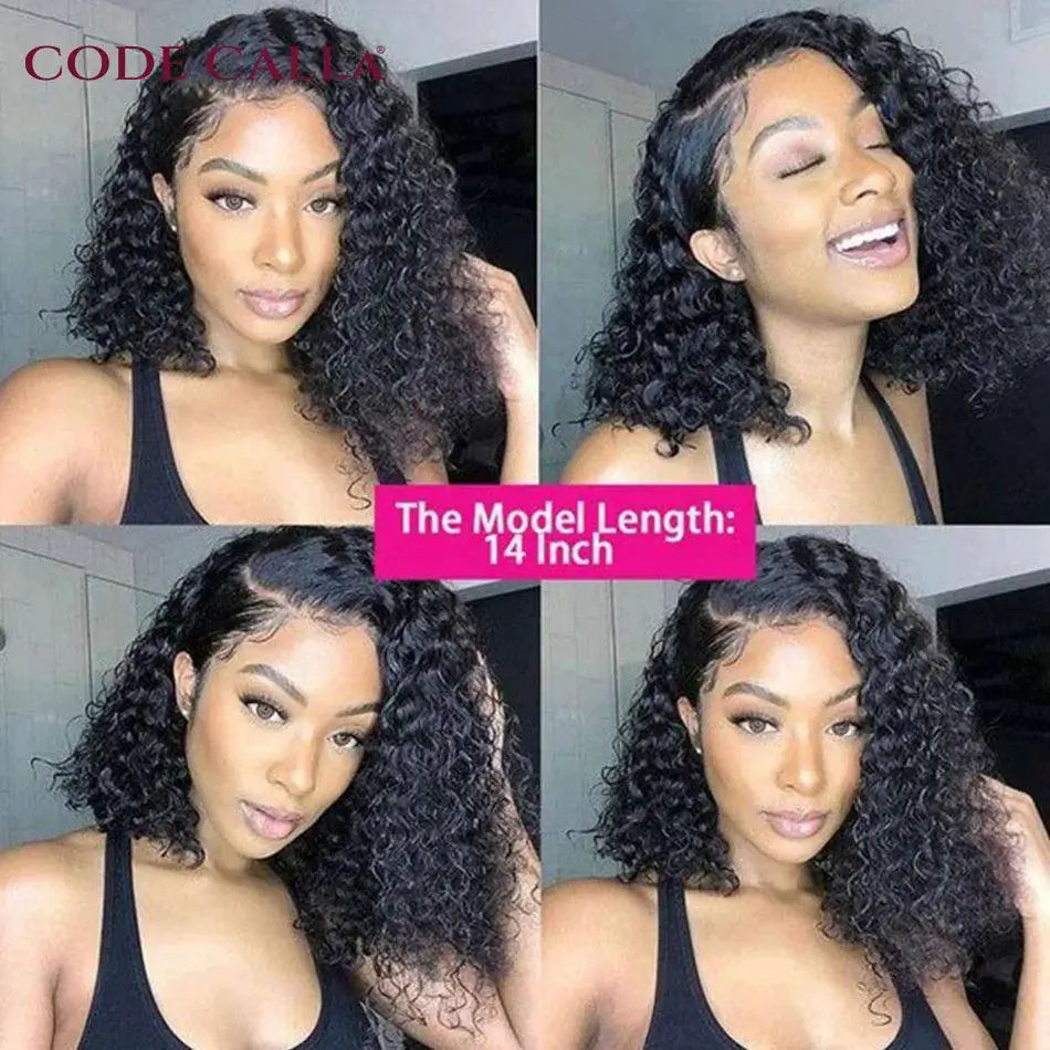 Curly Glueless Bob Wig 100 Percent Human Hair Lace Front