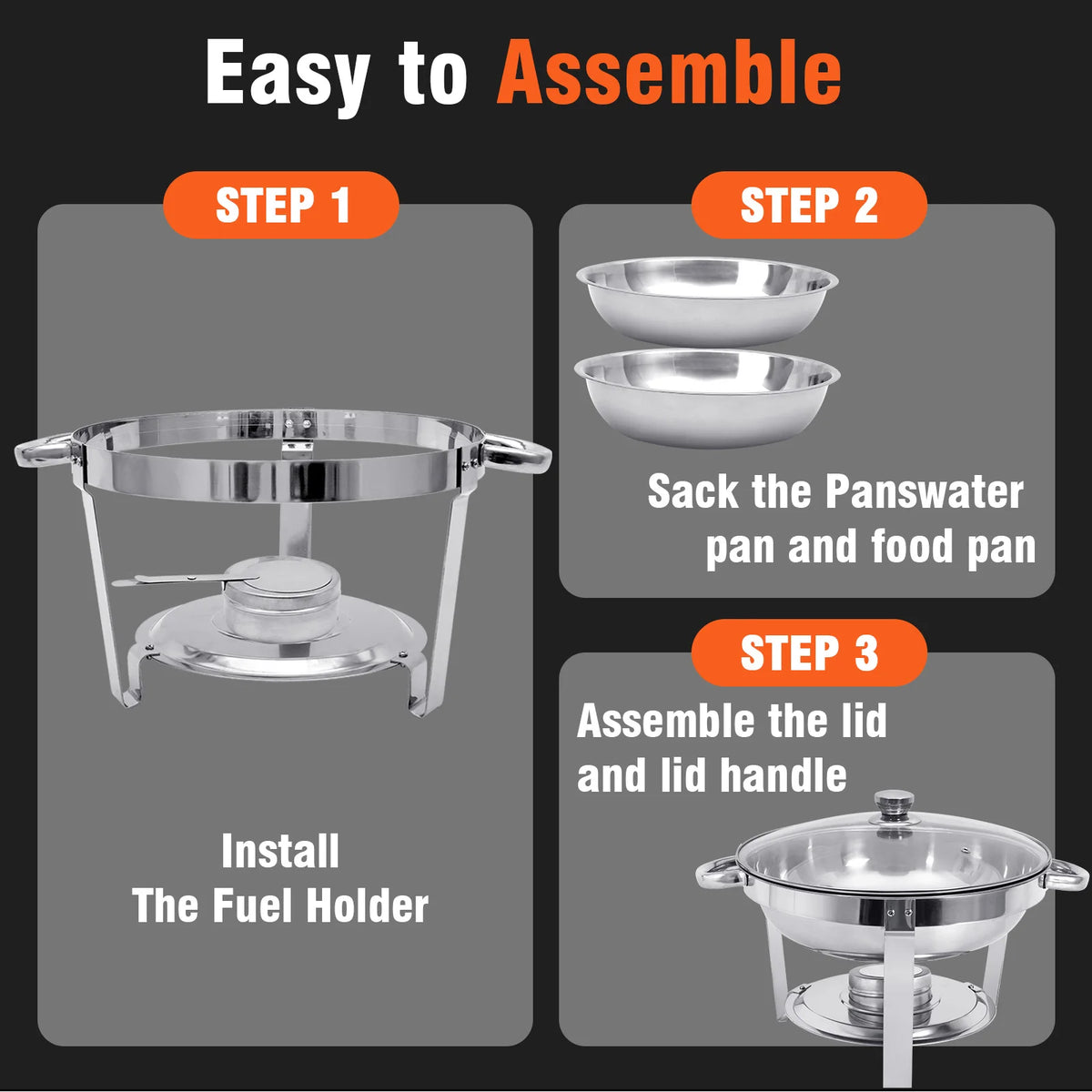 Pack Chafing Dish Buffet Set Stainless Steel With Food Pan — product view 4