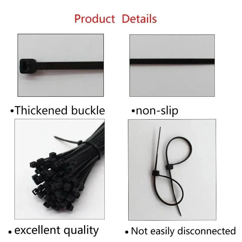 100 Pieces Black Red 4x200mm Cable Ties Fastening Rings - OurLum.com