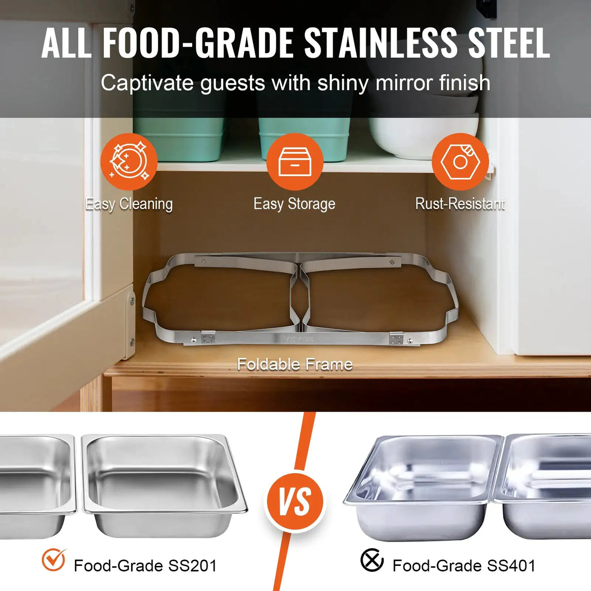 SucceBuy Rectangle Chafing Dish Packs W/ Full Size Pans Buffet — product view 3