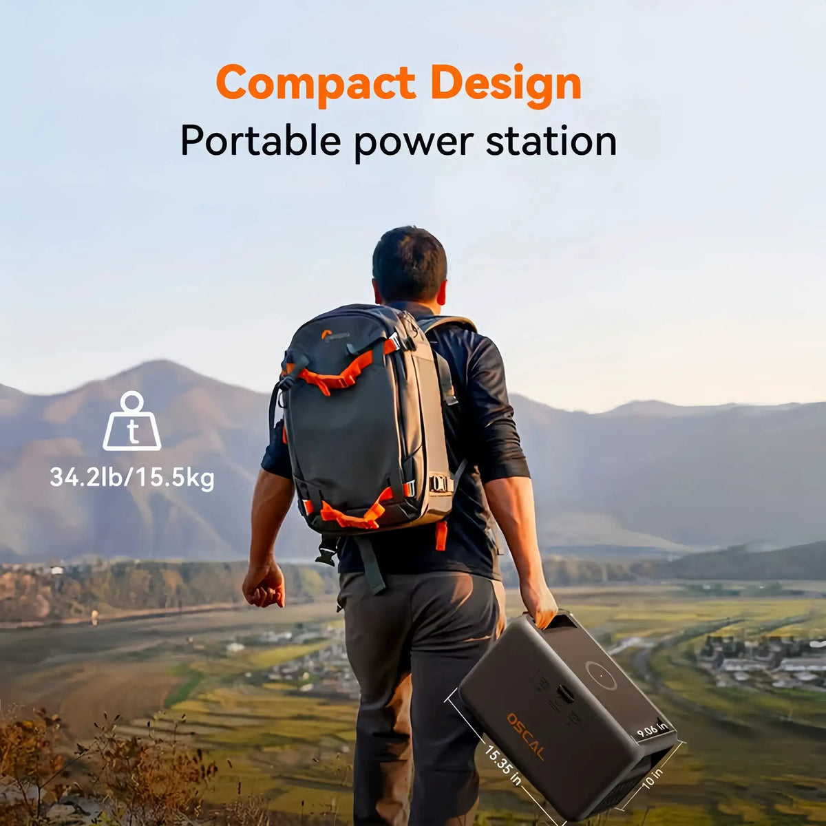 OSCAL PowerMax 1800se 1800W Portable Power Station 1024Wh LiFePO4 Continuous Output 3600W Peak 1 Hour Fast Charging UPS Additional Expandable Solar Panel, Solar Generator APP Control Suitable for Home Emergency Camping RVs
