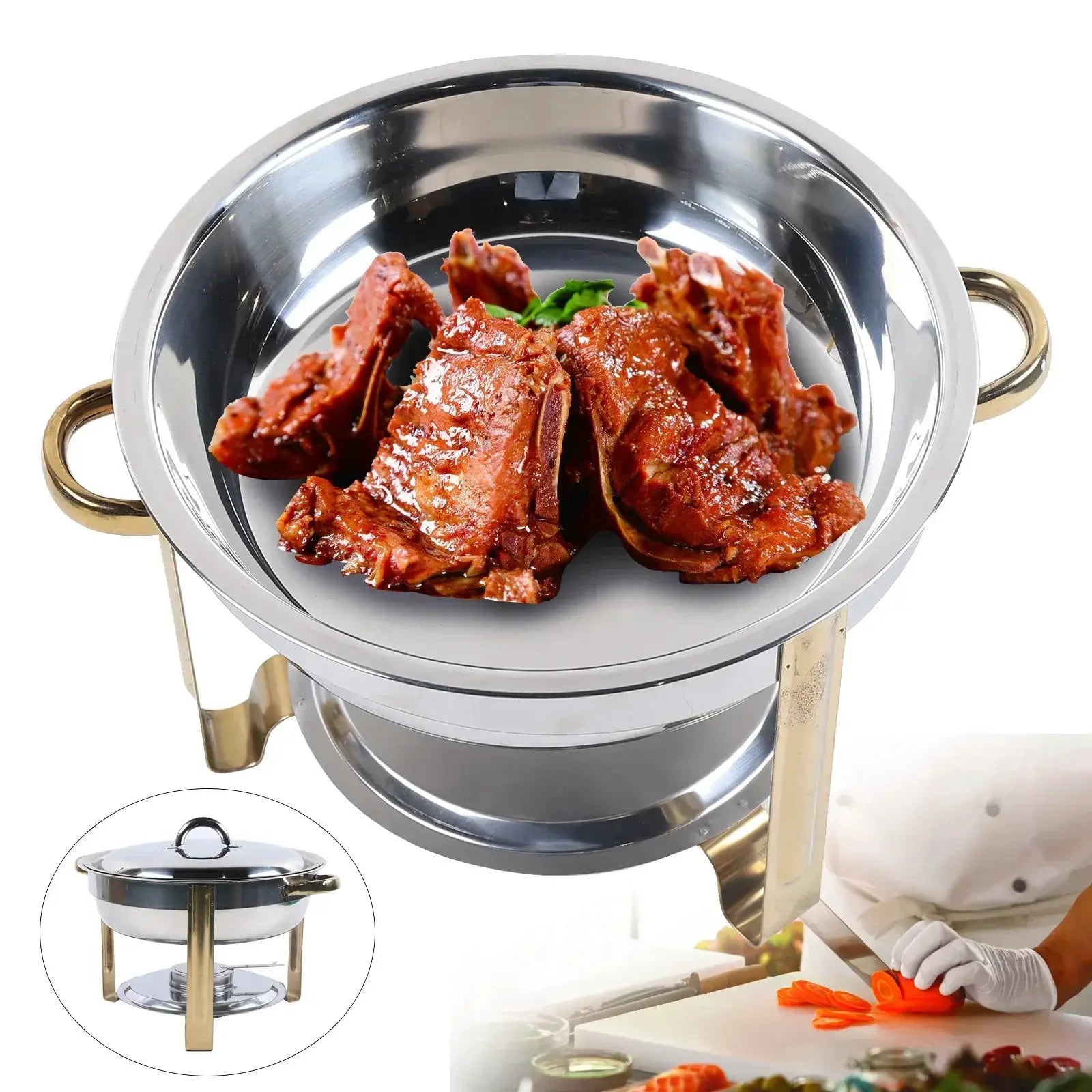 4L Stainless Steel Gold Warming Chafing Dish for Buffets
