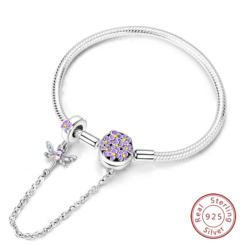 Sterling Silver Snake Chain Heart-shaped