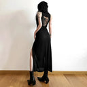 Goth Cyber Hooded Midi Dress for Women