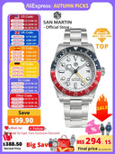 San Martin New Upgraded 39mm HZ6460 GMT Men Luxury Watch Classic Business Automatic Mechanical Sapphire 100M Waterproof  SN0109