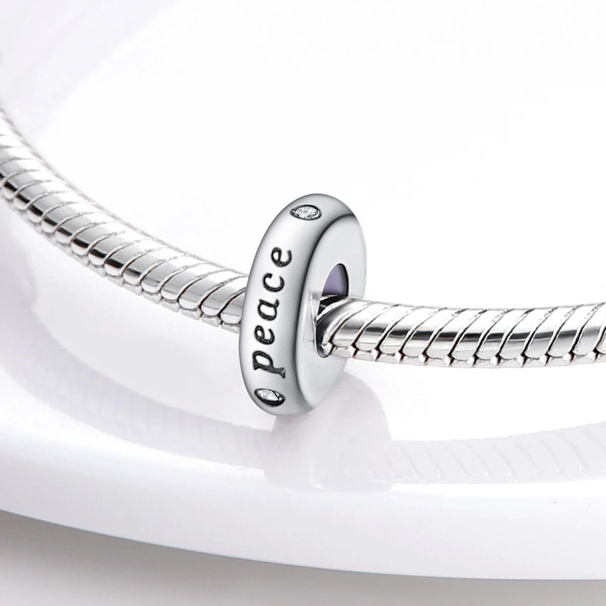 Inlaid Zircon Charm Beads Sterling
