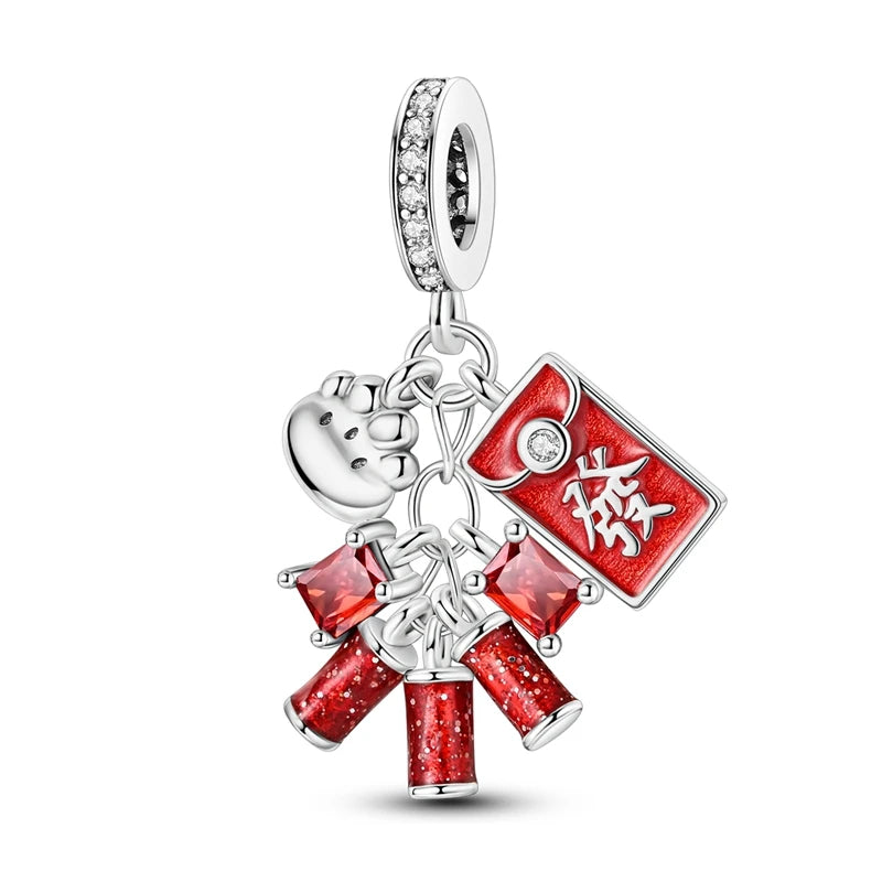 Sterling Silver Pendent Charm Red