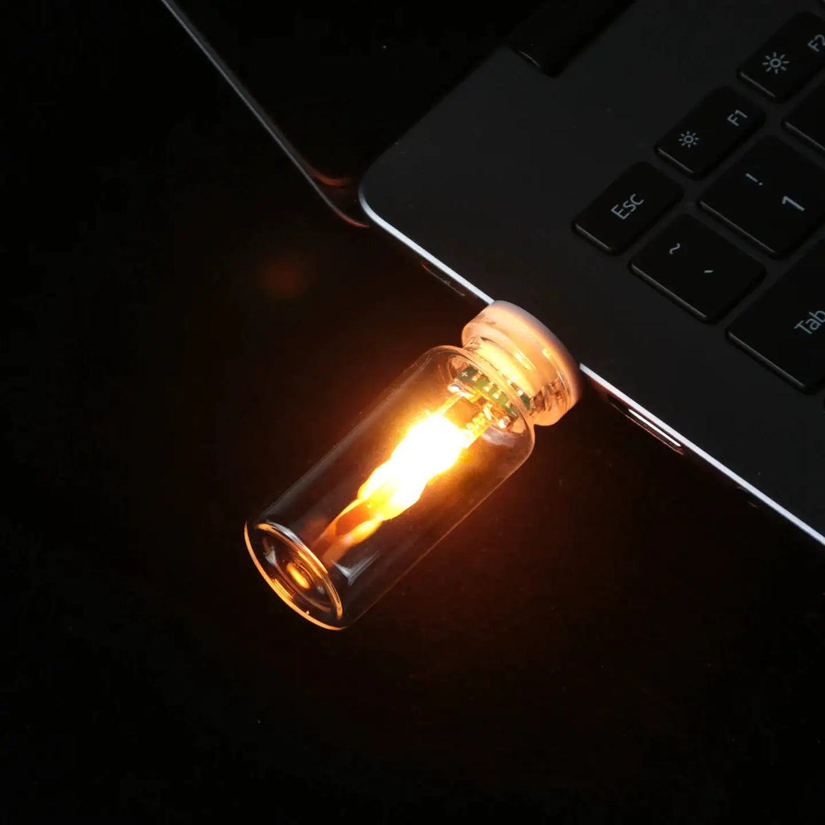 USB Flame Flickering LED Frosted Clear Glass Candle Night Light Simulated Flame for Car Home Room Laptop PC Festival Decoration
