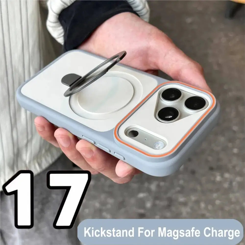 Shockproof Bumper Matte Kickstand Holder Case for iPhone 18 17 Air 16 14 15 Plus 13 12 11 Pro Max For Magsafe Magnet Armor Cover