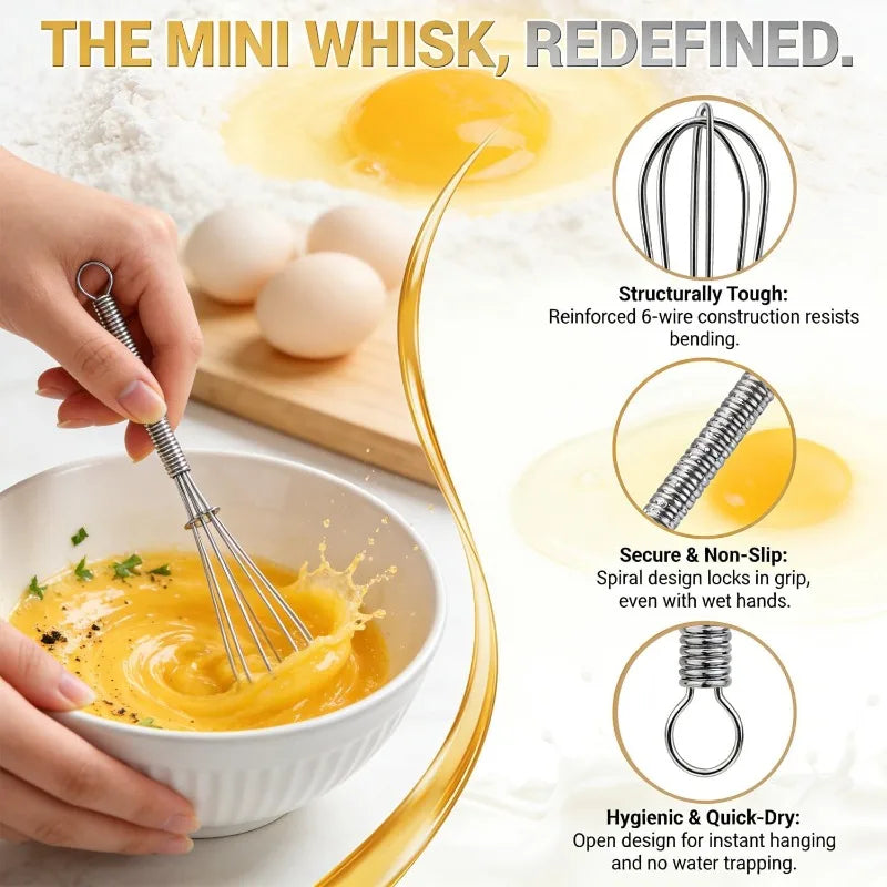 Small Wire Whisk Set of , Portable Stainless Steel Kitchen — product view 3