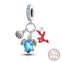Sterling Silver Moon Mermaid Turtle