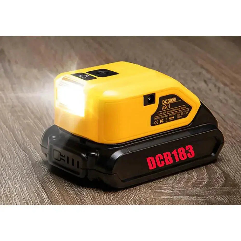 Multi Function Battery Adapter USB Power Bank LED Light Tool