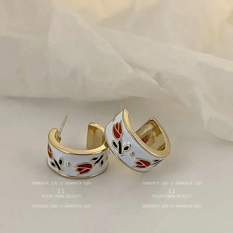 Vintage Tulips Drop Earrings for Women Fashion Jewelry