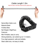 Compact Zinc Alloy Password Bicycle Lock with Steel Cable