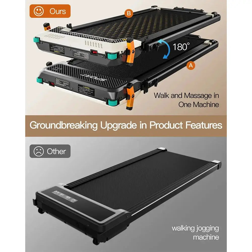 Akluer 520A-B Dual-Sided Walking Pad with Handle, 2.5HP Quiet Motor, 4MPH Max Speed, 150kg Capacity, Dual LED Display, Manual Incline & Built-in Foot Massager, 900*400mm Running Area, Local delivery FCC and UL Certified