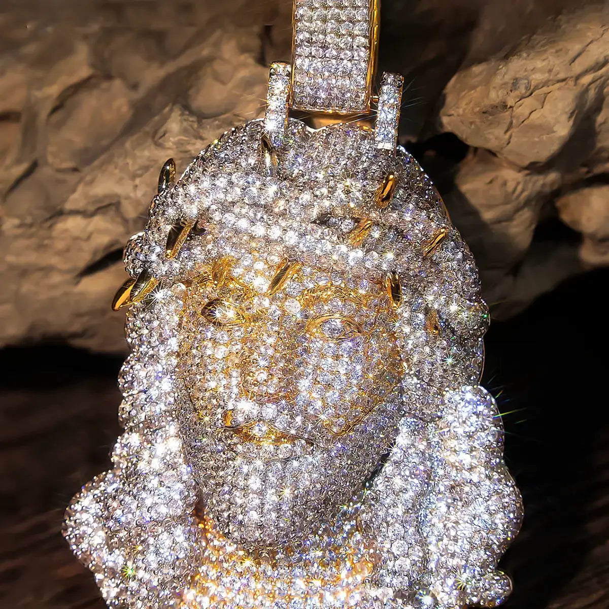 Iced Out Jesus Head Gold Pendant — product image 8
