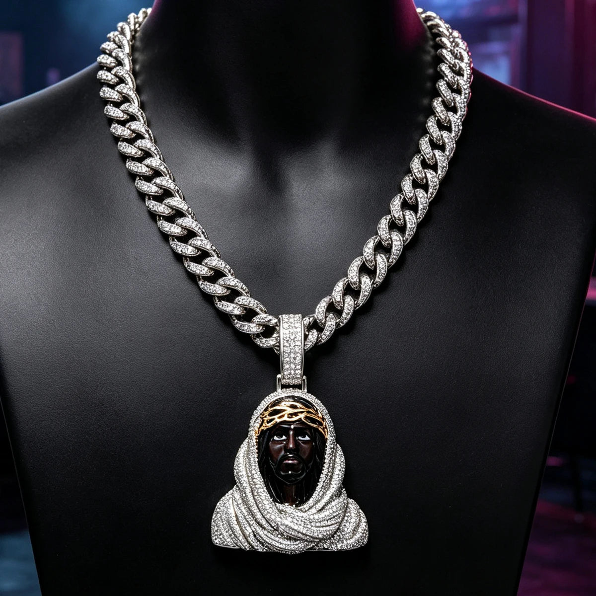 Iced Out Black Jesus Pendant