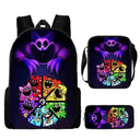 3 Pcs Set Smiling Anime Critters School Bags for Kids