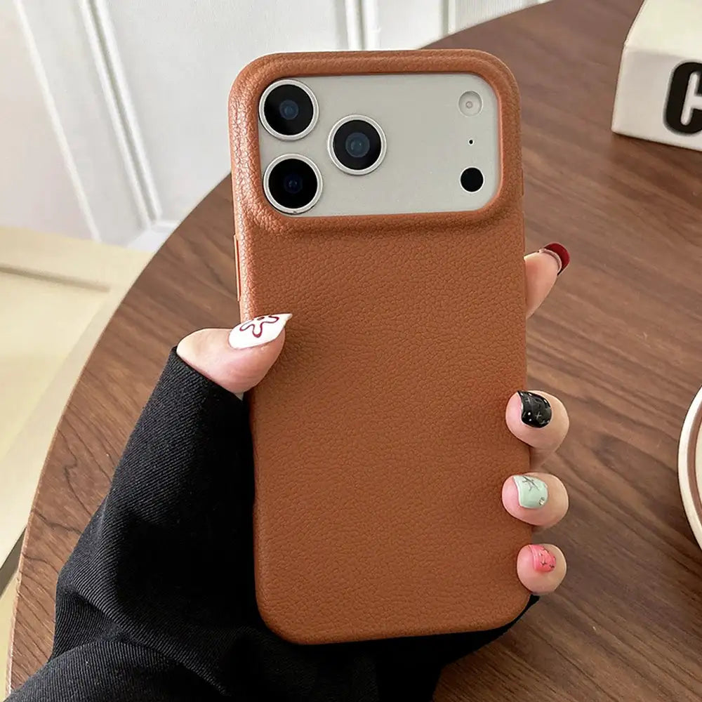 Luxury Leather Texture Phone Case For iPhone 18 17 Pro Max 17 Air 16 Plus 15 14 13 12 11 Pro Max Shockproof Soft TPU Cover Shell