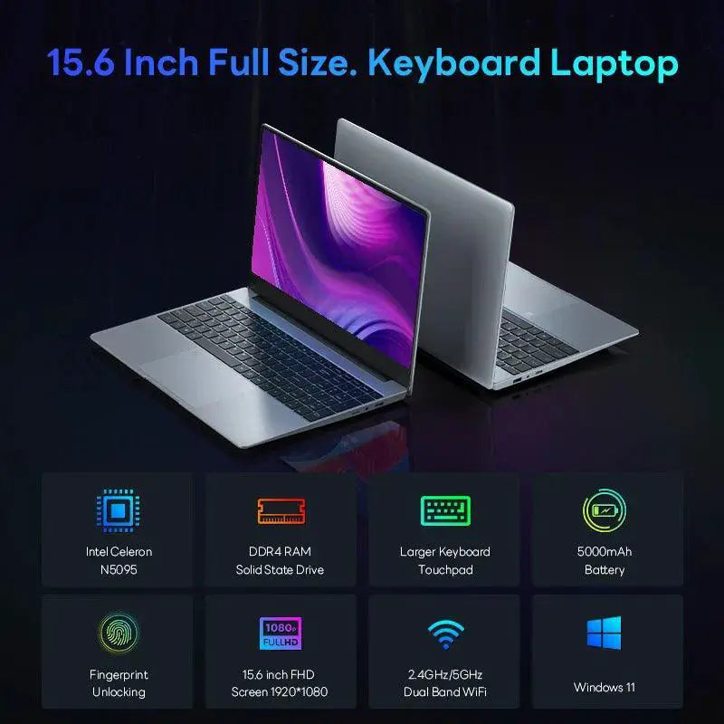 BYONE 15.6 Inch Laptop IPS Screen 16GB RAM Intel 11th N5095