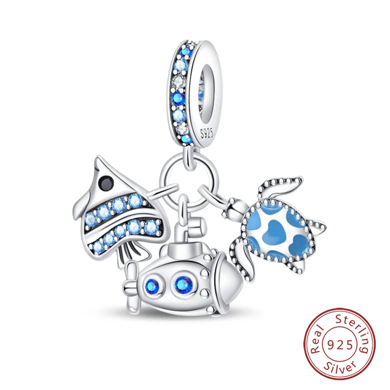 Sterling Silver Blue Ocean Ship