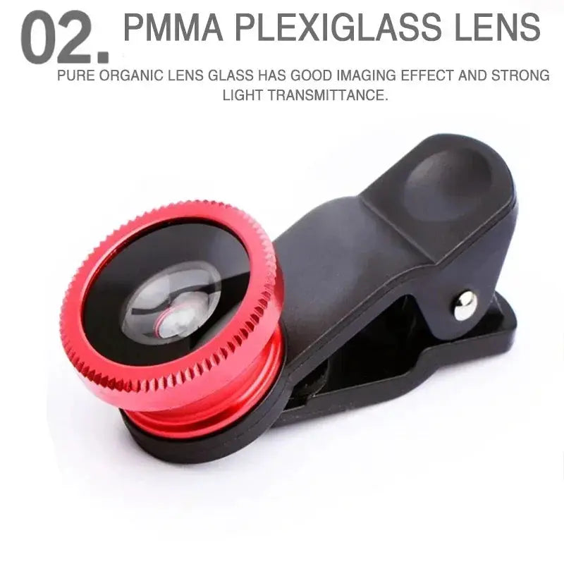 3in1 Fisheye Wide Angle Lens For iPhone Xiaomi Smartphone