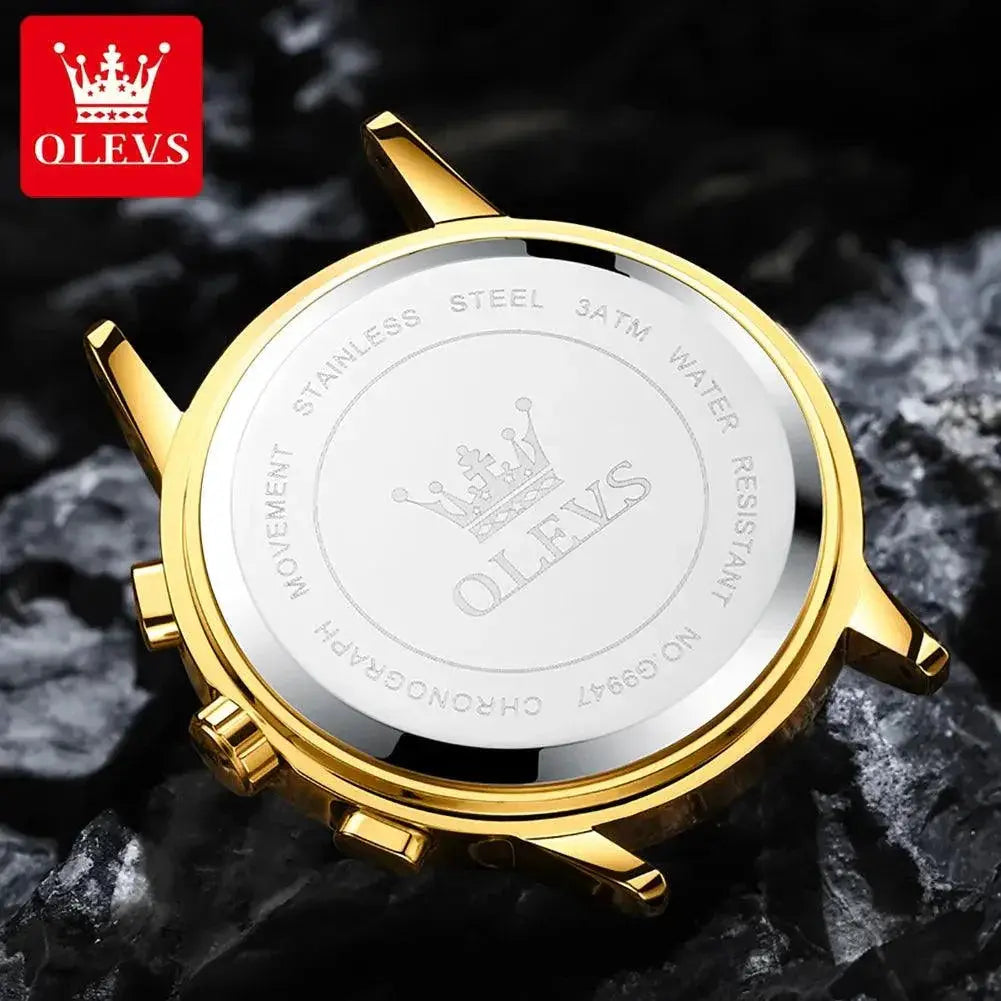 OLEVS Moon Phase Calendar Watch Stainless Steel for Men