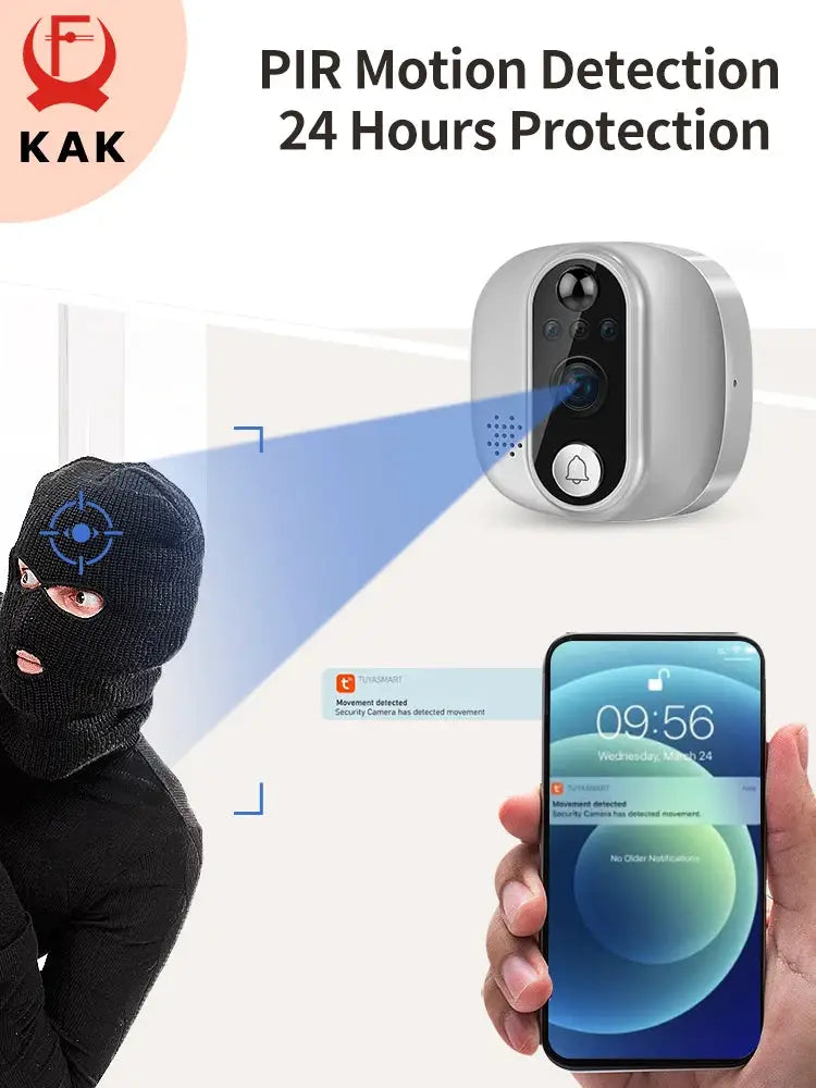 Tuya 1080P WiFi Door Bell Camera Google Alexa Smart Life Video Peephole PIR Motion Detector Digital Door Viewer with Intercom