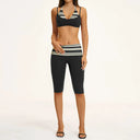 Fitness Set Women Stripes Polka Dot Capri