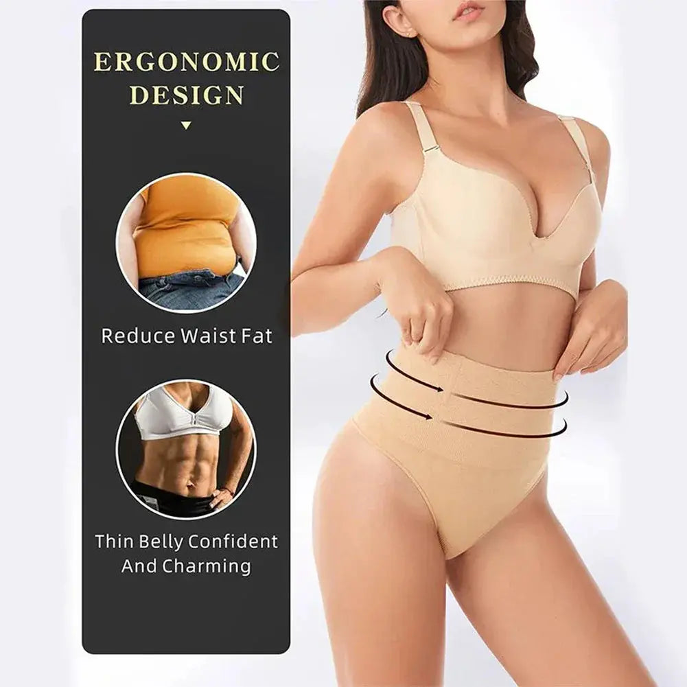 High Waisted Tummy Control Thong Butt Lifter Shapewear
