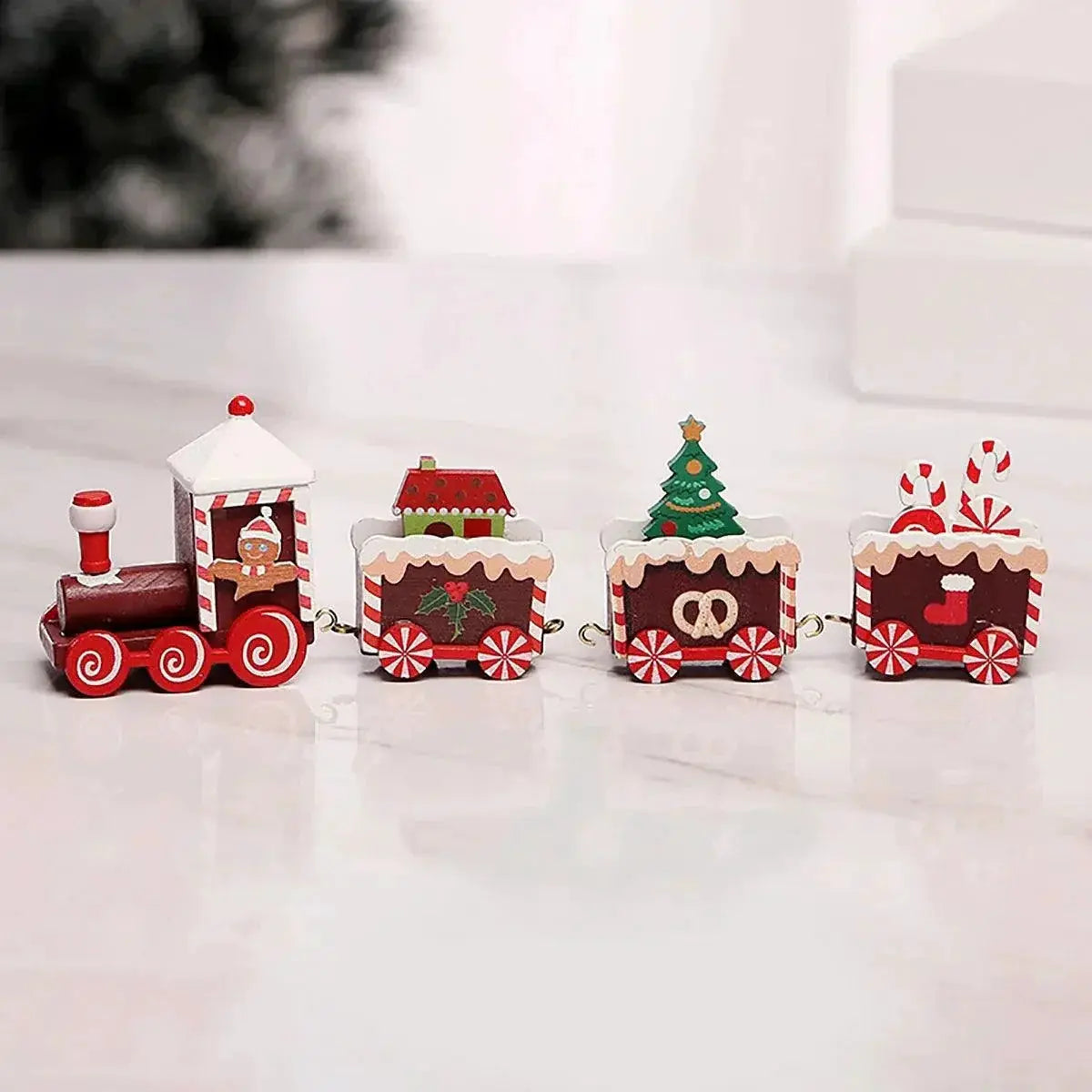 Charming Wooden And Plastic Christmas Train Ornament