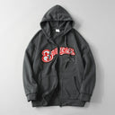 Women Letter Embroidery Oversized Hoodies Casual Jacket