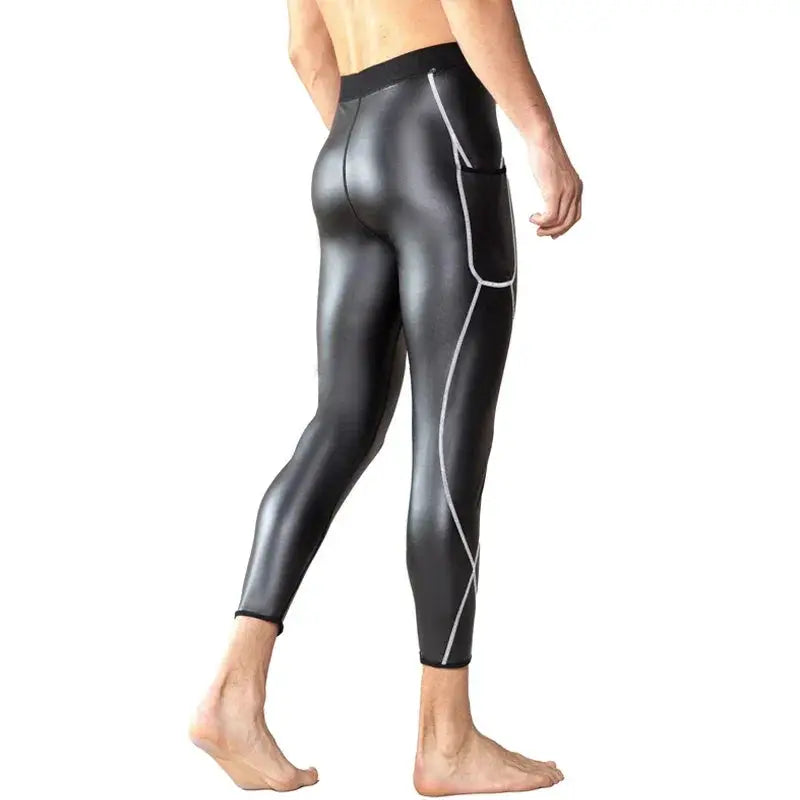 Mens White Splicing Leather Pants With Waist Trainer Sale