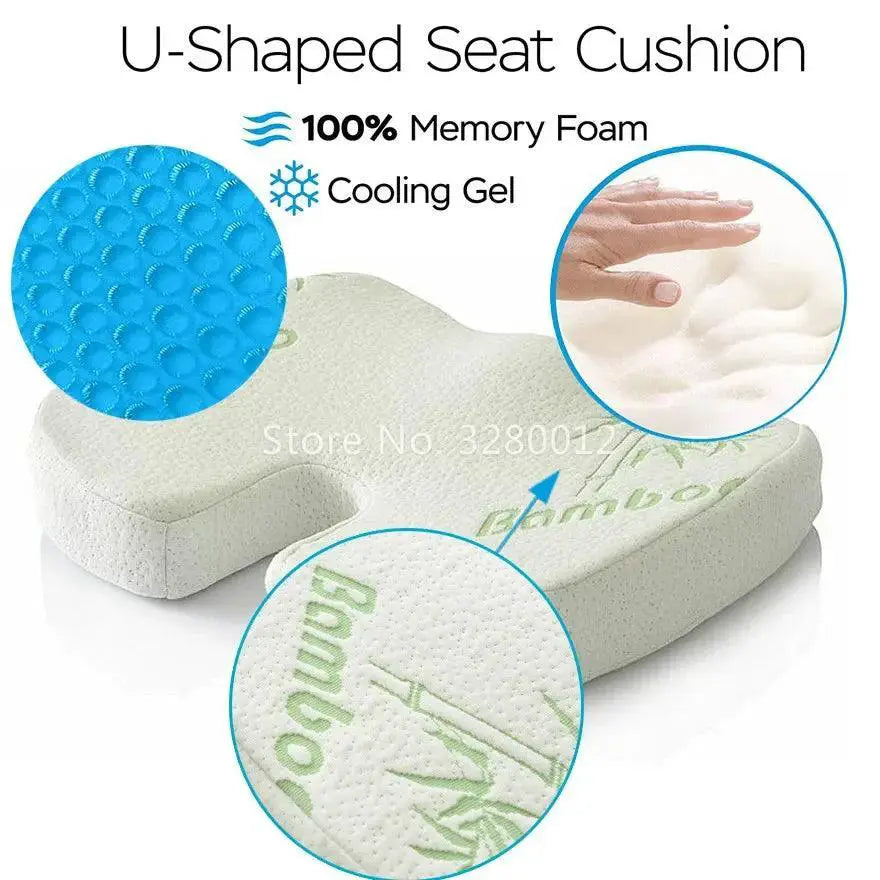 Memory Foam U Shape Bamboo Gel Seat Cushion for Comfort