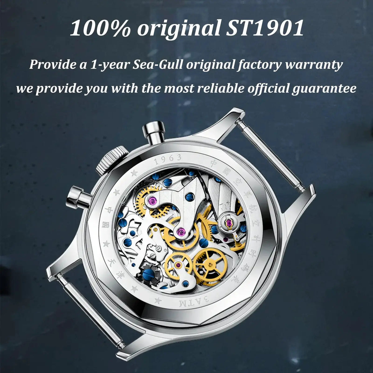 Seagull 1963 International Edition Men's Mechanical Watch Pilot Clock ST1901 Retro Chronograph Wristwatch Air Force Aviation New